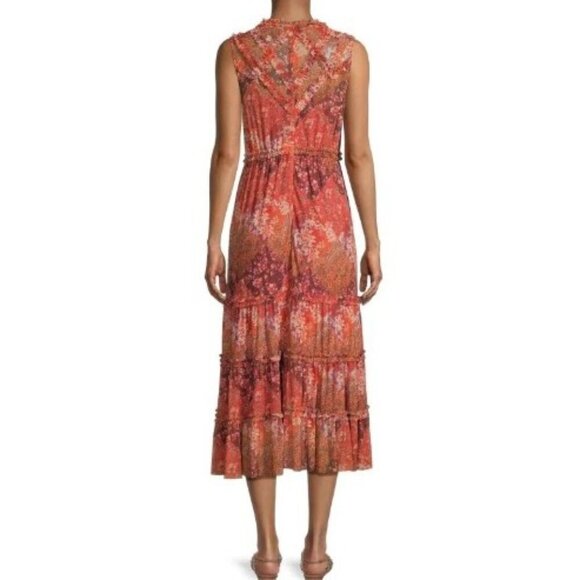 NWT Johnny Was Josephina Mesh Midi Floral Ruffle Dress Large - Picture 3 of 15